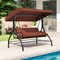 Outdoor 3-Piece Porch Swing with Adjustable Canopy and Cushions